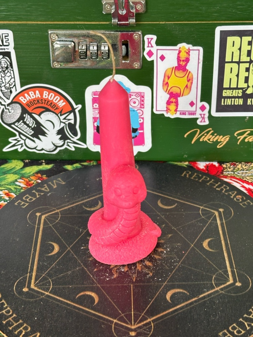 Hot Pink Snake Candle – Hand Poured Spell Candle – Attraction, Confidence, Bold